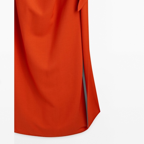 =MassimoDutti- CROSSOVER MIDI DRESS WITH TIE DETAIL In Size M - Picture 7 of 14